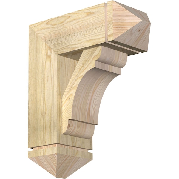 Ekena Millwork Olympic Arts and Crafts Rough Sawn Bracket w/ Offset Brace, Douglas Fir, 8"W x 20"D x 24"H BKT0806X20X24OLY03RDF - main